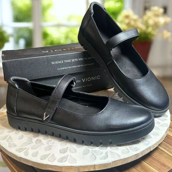 Vionic Uptown Leather Mary Jane Flats Comfort Shoes Women’s Size 11 W New in Box - Picture 2 of 14